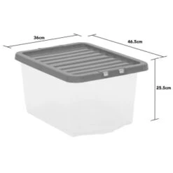 B&M Clear Storage Box With Lid 30L - Grey -Hot Sale Household Items 258020 30l storage box with lid grey 3