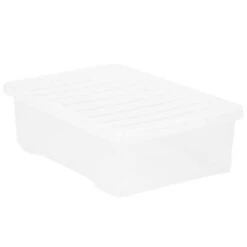 B&M Underbed Clear Storage Box With Lid 32L - Clear -Hot Sale Household Items 314173 32l underbed storage box with lid clear