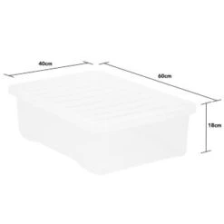 B&M Underbed Clear Storage Box With Lid 32L - Clear -Hot Sale Household Items 314173 32l underbed storage box with lid clear 3