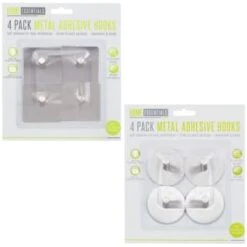 B&M Metal Adhesive Hooks 4pk - Square -Hot Sale Household Items 332165 metal hooks 4pk circle