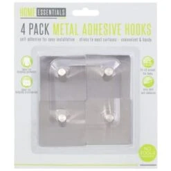 B&M Metal Adhesive Hooks 4pk - Square -Hot Sale Household Items 332165 metal hooks 4pk square