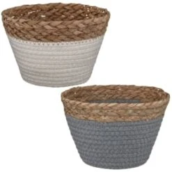 B&M Mini Cotton Wicker Basket - Grey -Hot Sale Household Items 355715 374370 mini straw and cotton rope string basket group