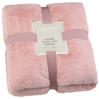 Aspen Faux Fur Throw - Blush 1 Aspen Faux Fur Throw - Blush