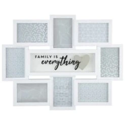 B&M Multi Aperture Photo Frame 8pc - Family Is Everything -Hot Sale Household Items 362635 8 aperture quote frame family is everything white