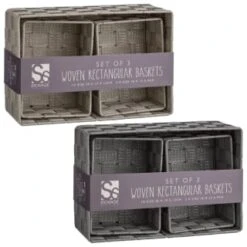 B&M Woven Storage Baskets 3pk - Silver -Hot Sale Household Items 365979 365978 3pk woven baskets group
