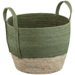 B&M Natural Wicker Basket - Green