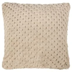 B&M Waffle Faux Fur Cushion - Natural
