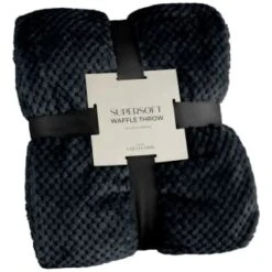B&M Waffle Fleece Throw - Black