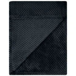 B&M Waffle Fleece Throw - Black -Hot Sale Household Items 383147 supersoft waffle fleece throw black 3