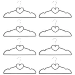 B&M Velvet Heart Shaped Hangers 8pk - Grey -Hot Sale Household Items 383671 8pk velvet shaped hangers hearts grey