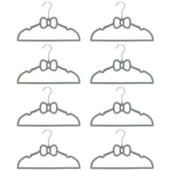 B&M Children's Non-Slip Hangers 8pk - Grey -Hot Sale Household Items 383693 8pk childrens hangers grey bow