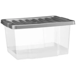 B&M Clear Storage Boxes With Lids 3pk 20L -Hot Sale Household Items 384092 20l lidded box 3pk