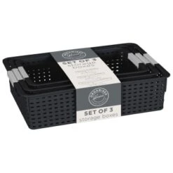 B&M Set Of Three Storage Baskets - Black