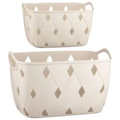 Diamond Embossed Cream Storage Basket - Large -Hot Sale Household Items 384959 384968 diamond embossed storage basket cream group