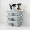 Set Of 3 Storage Stacking Baskets - Grey