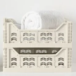 Midi Stacking Fold Flat Crate 30.6 X 20.5 X 12.6cm - Cream -Hot Sale Household Items 384970 384974 384975 home essentials midi stacking fold flat crate main