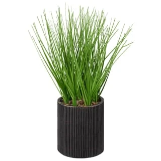 B&M Artificial Grass In Black Rattan Pot 1 B&M Artificial Grass In Black Rattan Pot