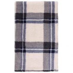 Simply Everyday Check Sherpa Throw - Navy -Hot Sale Household Items 388694 navy check sherpa throw 2