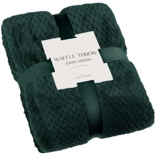 B&M Waffle Throw - Dark Green 1 B&M Waffle Throw - Dark Green