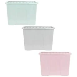 B&M Storage Box With Lid 80L - Grey -Hot Sale Household Items 391381 391383 391384 80l storage box and lid group