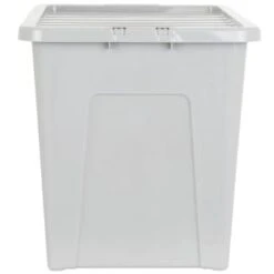 B&M Storage Box With Lid 80L - Grey -Hot Sale Household Items 391381 grey 80l storage box and lid 2