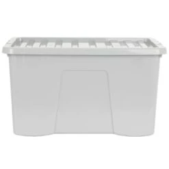 B&M Storage Box With Lid 60L - Grey -Hot Sale Household Items 391387 grey 60l storage box 4