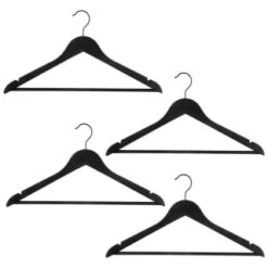 B&M Matt Black Wooden Hangers 4pk -Hot Sale Household Items 392148 4pk matte black wooden hangers 2