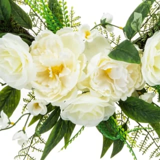 Bloom Wicker Floral Wreath - White 2 Bloom Wicker Floral Wreath - White - Image 2