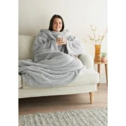 Home Essentials Teddy TV Blanket - Silver -Hot Sale Household Items 393423 home essentials teddy tv blanket silver