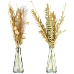 B&M Pampas & Leaf In Glass Vase -Hot Sale Household Items 394707 pampas and leaf in glass vase group