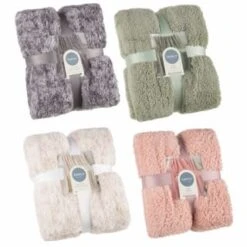 B&M Simply Two Tone Teddy Throw - Blush -Hot Sale Household Items 394924 394926 394927 394928 simply plain teddy throw group 2