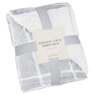 Winston Grey Check Sherpa Throw 1 Winston Grey Check Sherpa Throw