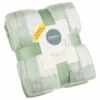 Simply Sage & Gingham Polar Fleece Throw 2pk