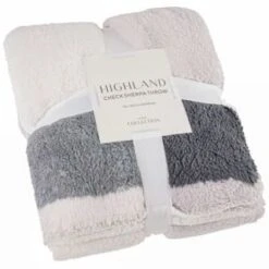 Grey Check Sherpa Throw
