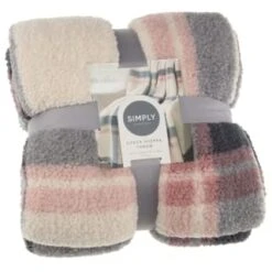 Simply Blush Check Sherpa Throw
