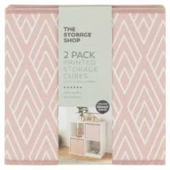 Lokken Printed Storage Cubes 2pk - Pink Diamond -Hot Sale Household Items 395838 2pk printed lokken storage cubes pink diamond 2