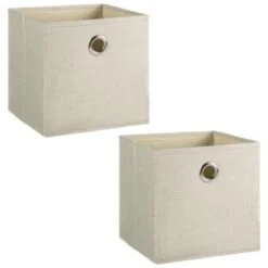 Lokken Linen Storage Cubes 2pk - Natural -Hot Sale Household Items 395852 2pk linen lokken storage cubes natural 3