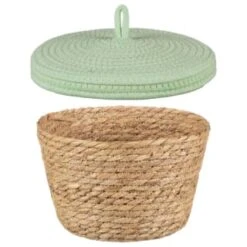 B&M Kendall Basket With Lid - Green -Hot Sale Household Items 395975 kendall basket with lid green