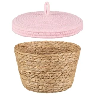 B&M Kendall Basket With Lid - Pink 2 B&M Kendall Basket With Lid - Pink - Image 2